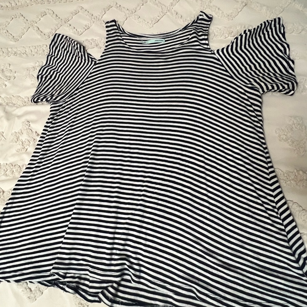 Maurices Navy and White Striped Top